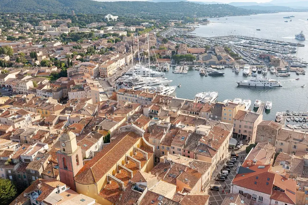 Bell tower of the church Our Lady of the Assumption in Saint-Tropez, France